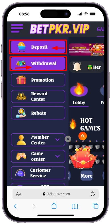 Betpkr Deposit & Withdrawals